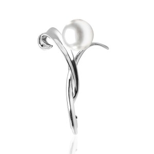 Brosa perla naturala alba din argint Flower DiAmanti SK18227BR_W-G (Argint 925‰ 3 g.)